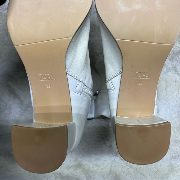 ZARA White Leather Booties - Picture 4 of 6
